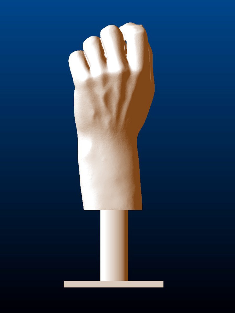 Suspended Closed Hands Sculpture, left