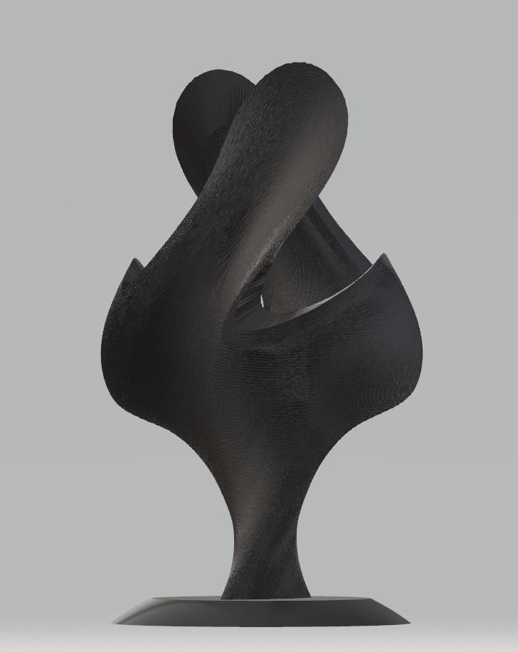 Modern Petal Stemmed Vase, Black