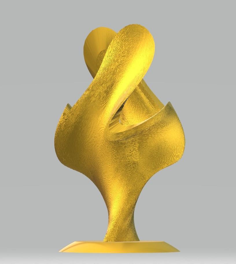 Modern Petal Stemmed Vase, Gold