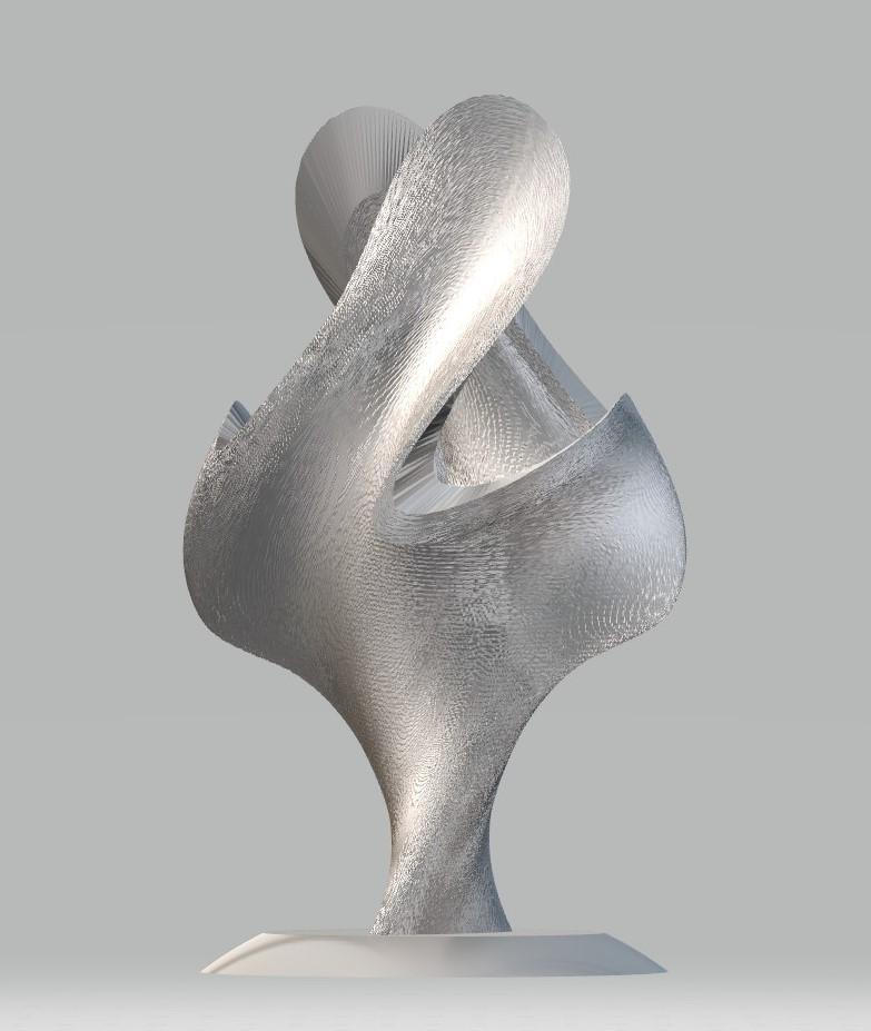 Modern Petal Stemmed Vase, Silver
