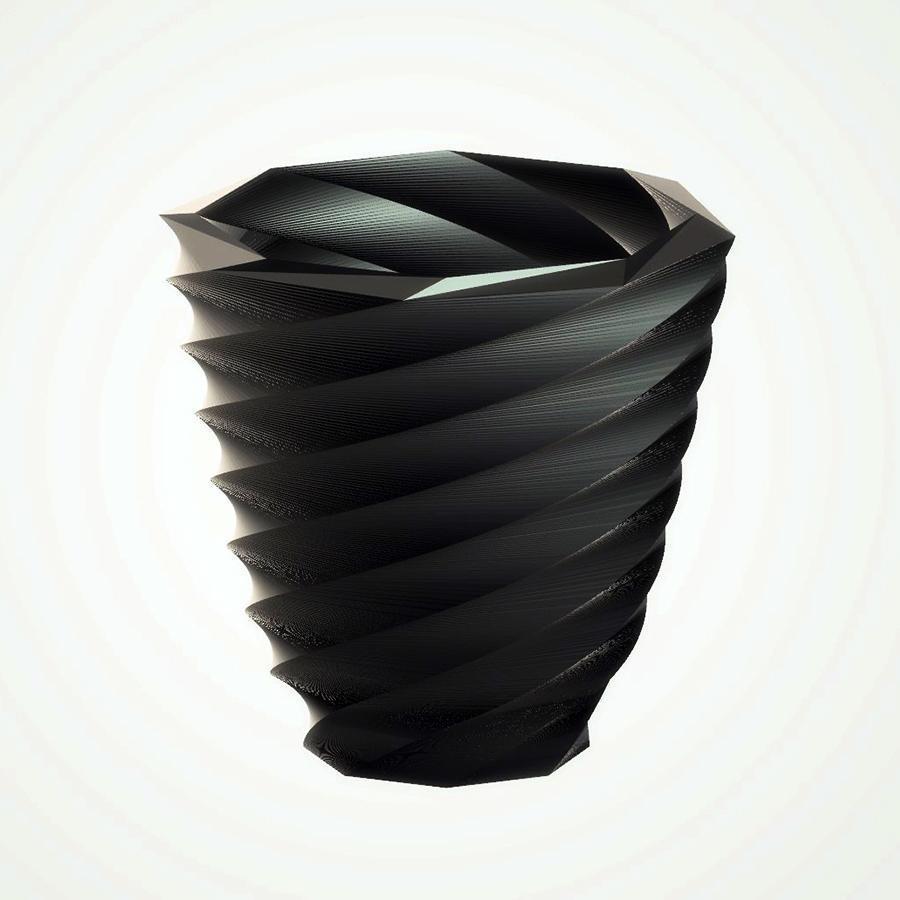 Modern Large Twist Vase, Ebony