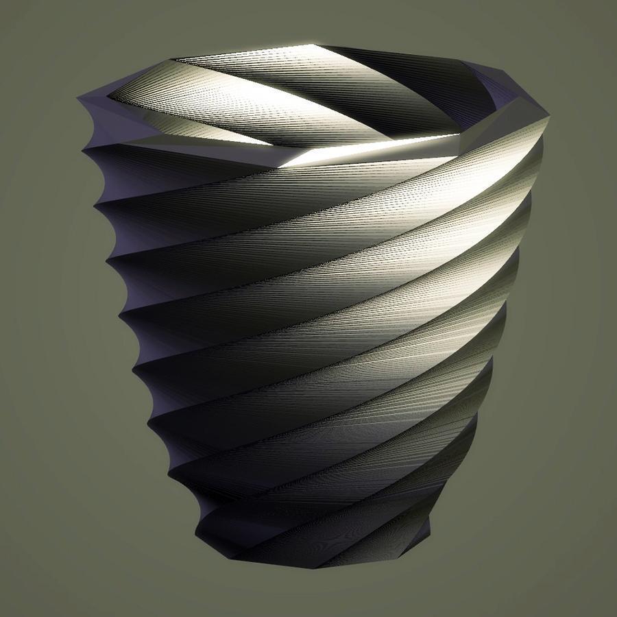 Modern Large Twist Vase, Pewter