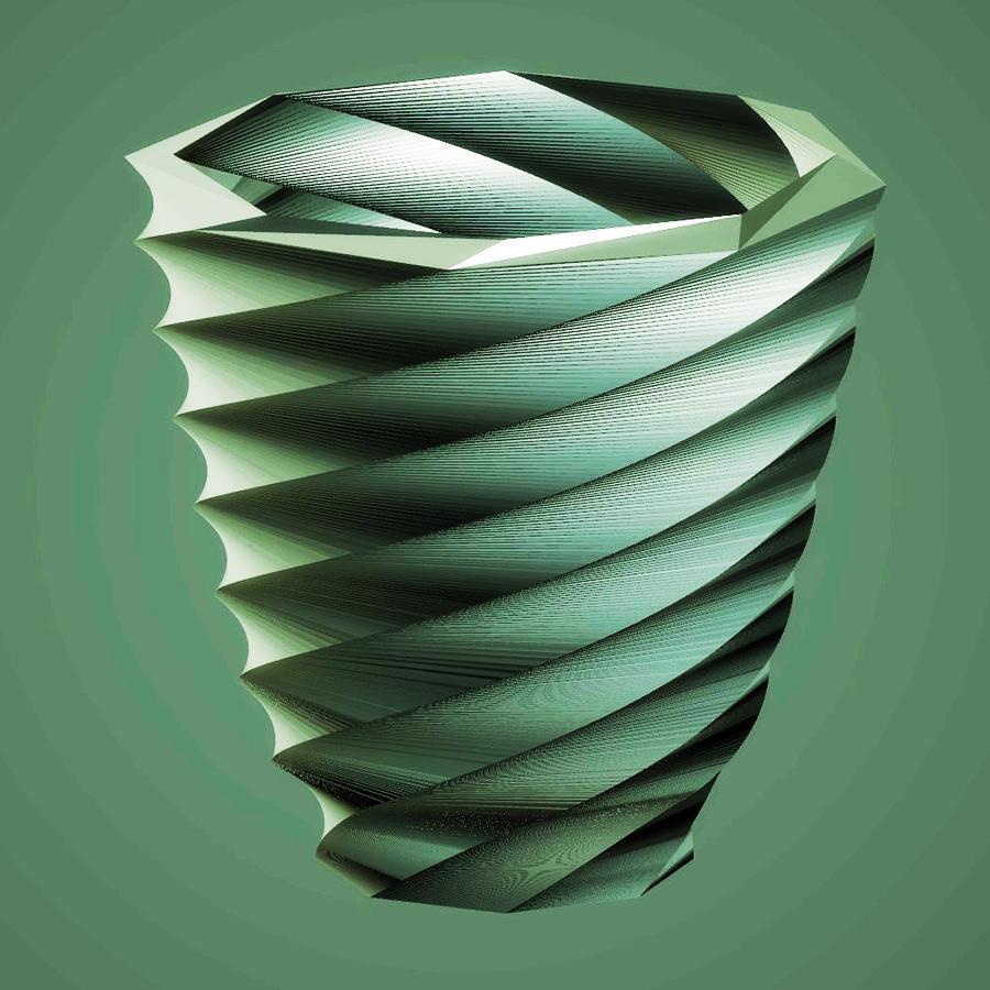 Modern Large Twist Vase, Emerald
