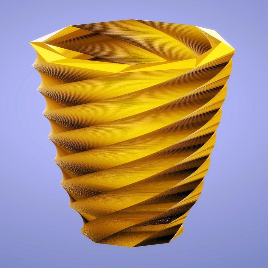 Modern Large Twist Vase, Gold