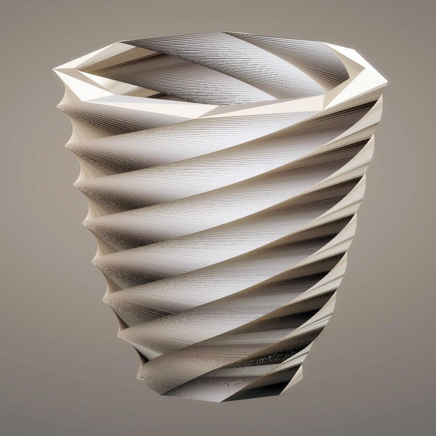 Modern Large Twist Vase, Silver