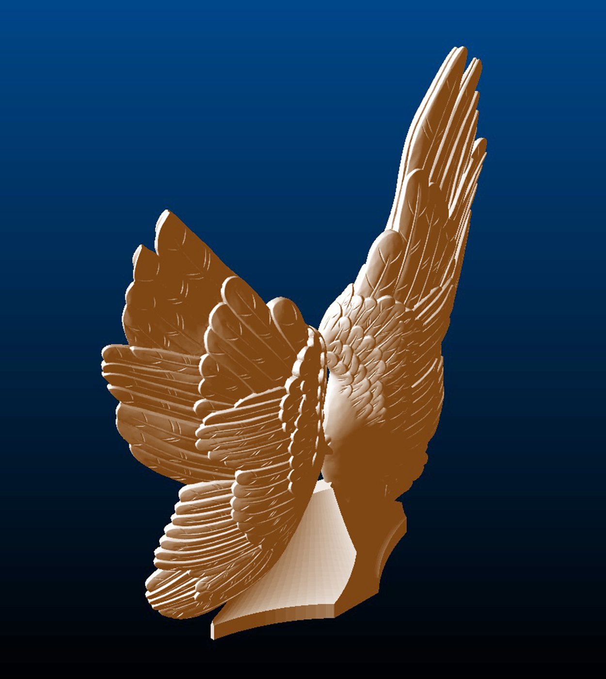 Dual Wings Sculpture, angled