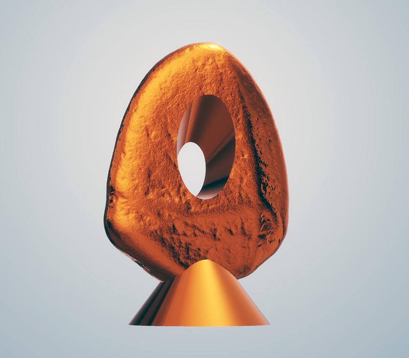 Rock Sculpture with Angular Cut, Center Piece, in Various Colors