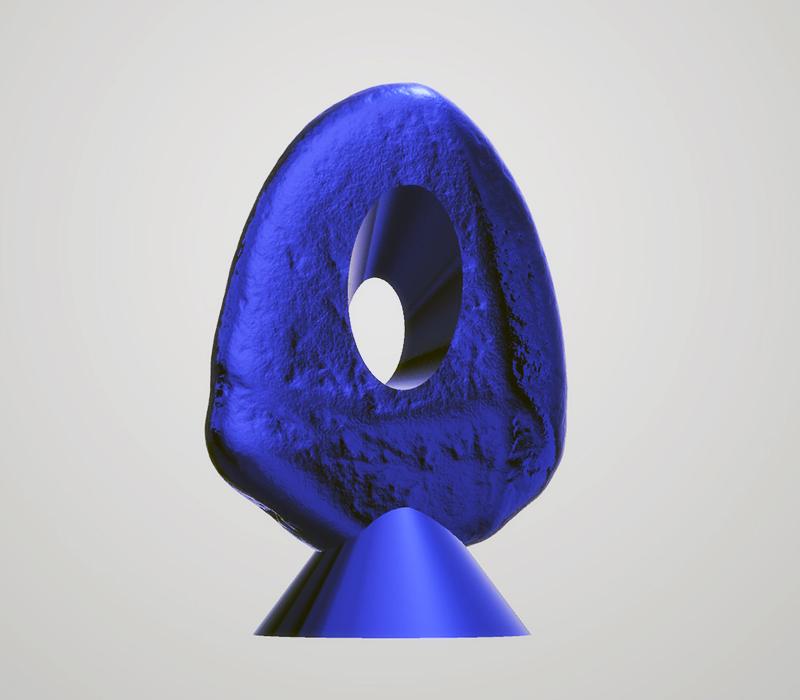 Rock Sculpture with Angular Cut, Center Piece, in Various Colors