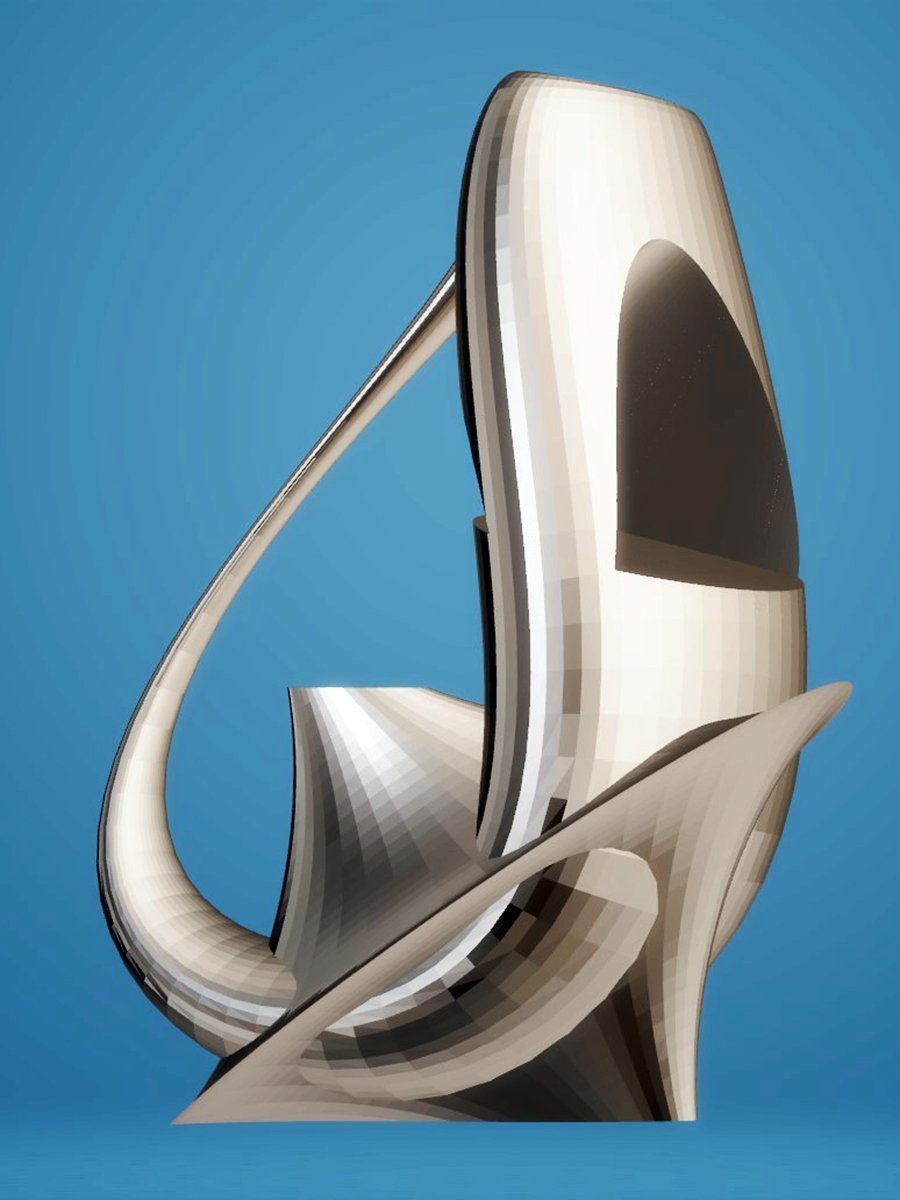 Modern Sculpture Curled, Silver