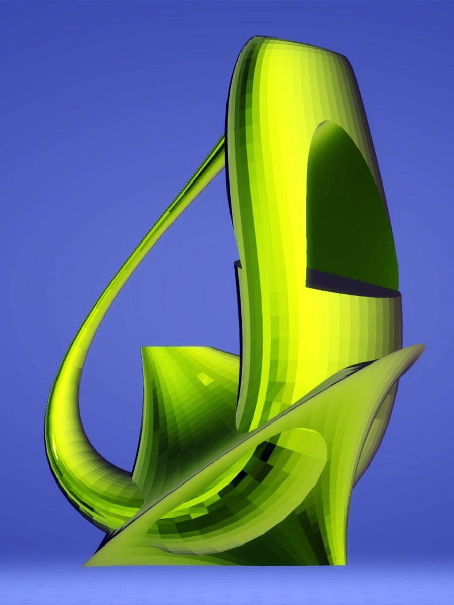 Modern Sculpture Curled, Metallic Green