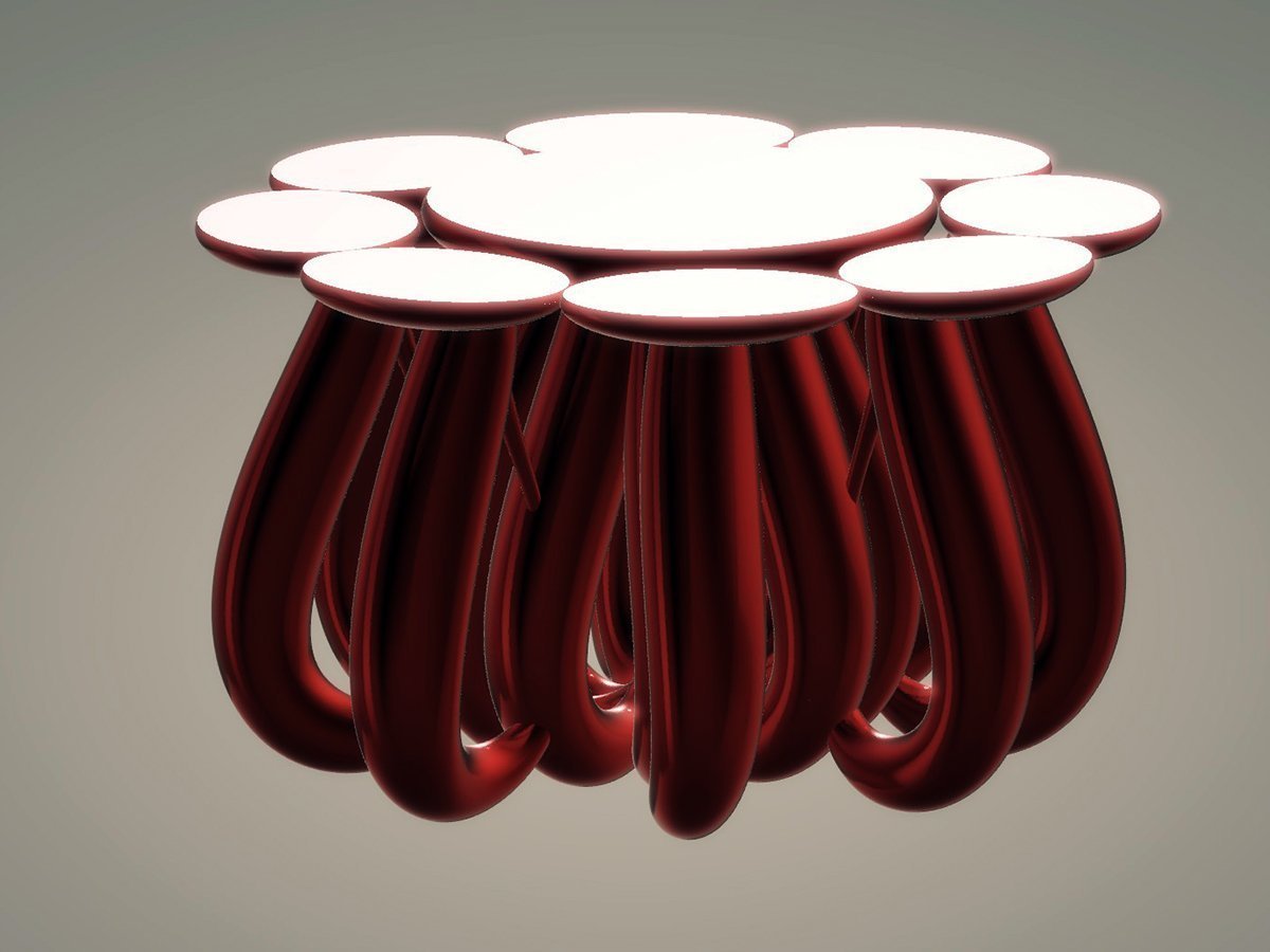Dining Table, Octopus - Metallic Red and Silver