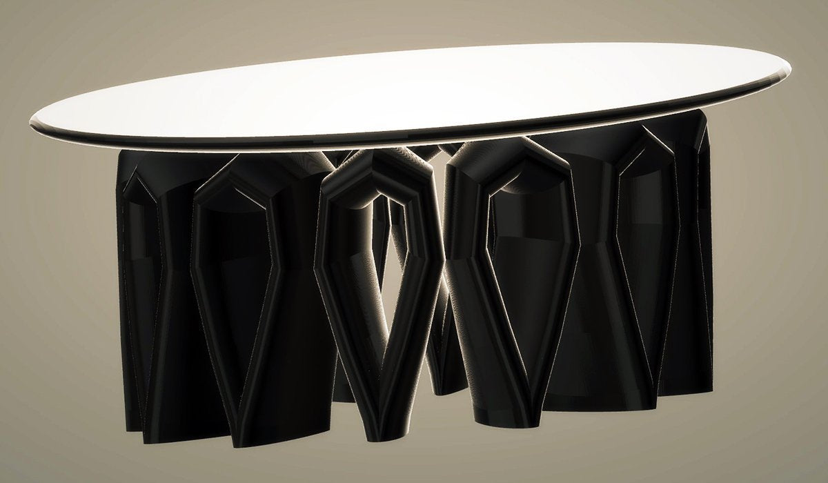 Modern Table with Tubular Legs, Ebony