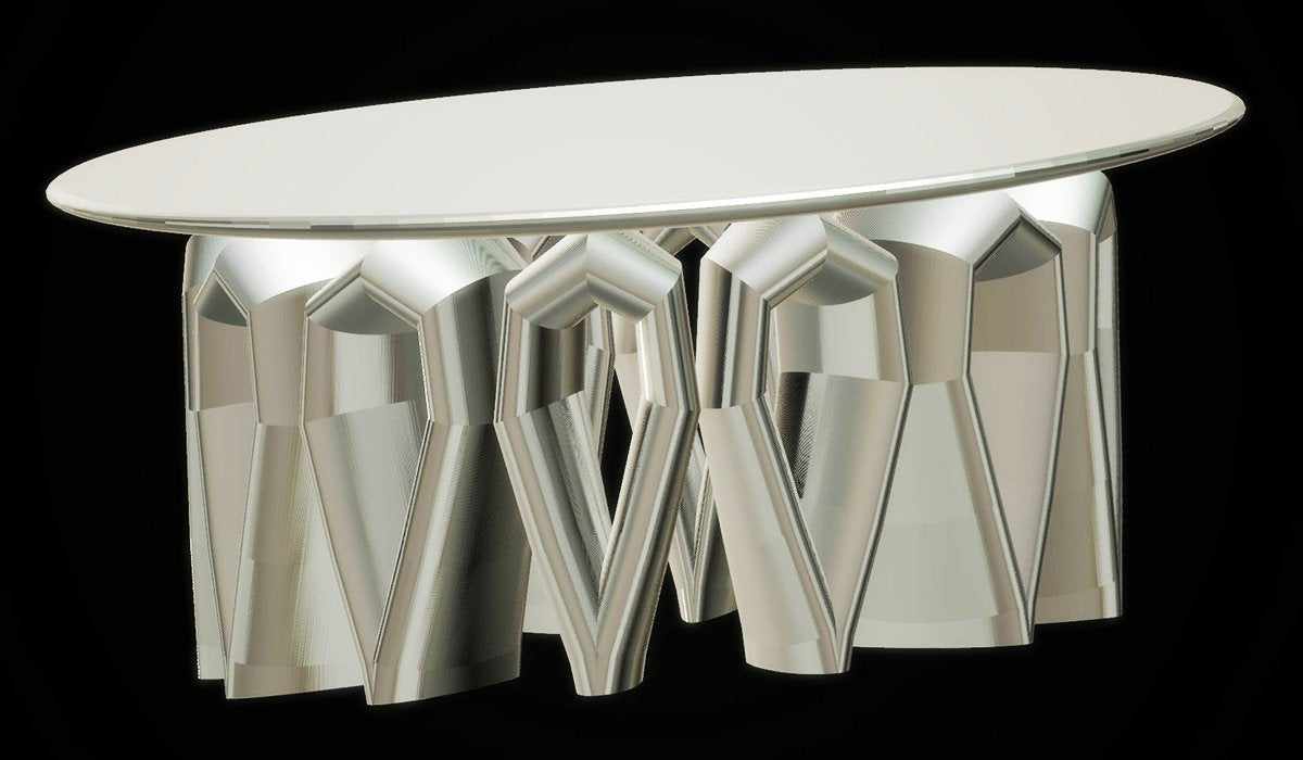 Modern Table with Tubular Legs, White