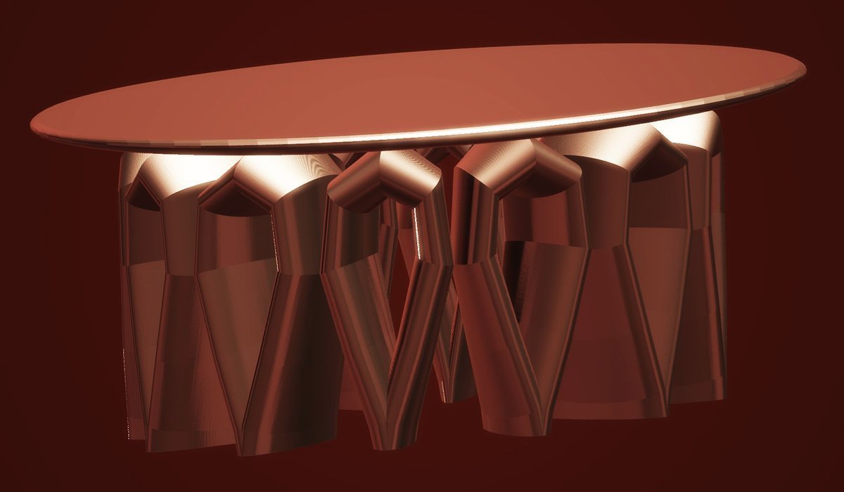 Modern Table with Tubular Legs, Burnt Orage
