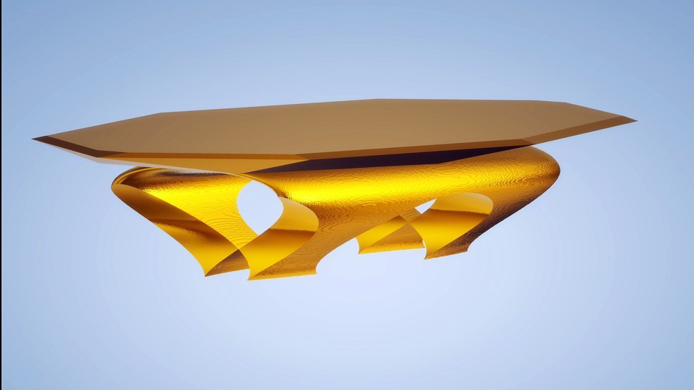Modern Dining Thick Arc Table, Bright Gold