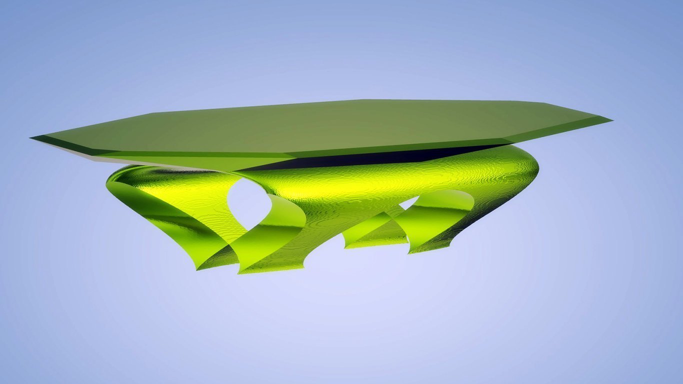 Modern Dining Thick Arc Table, Metallic Green