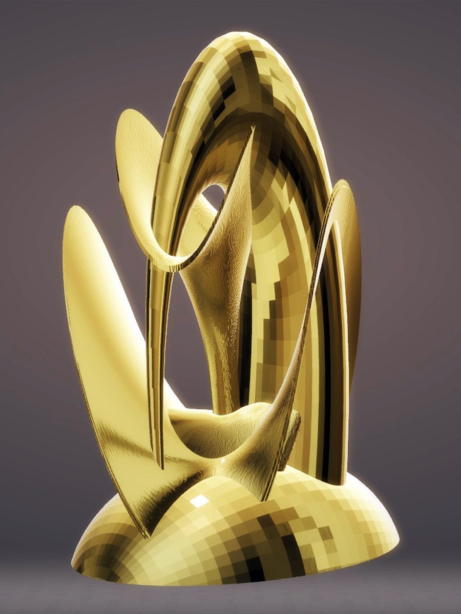 Center Piece Elongated Sculpture - Gold