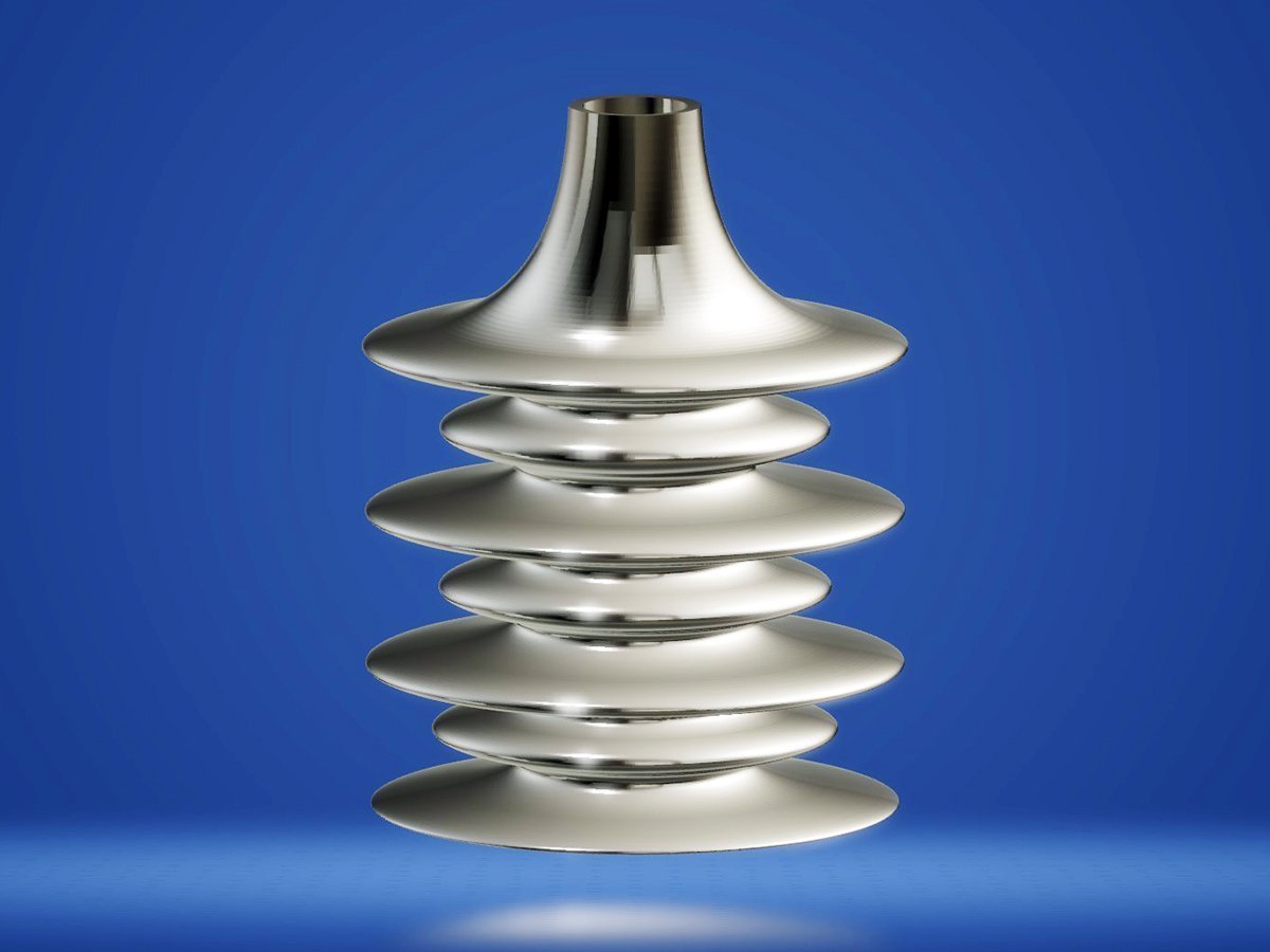 Modern Flat Pebble Vase, Silver