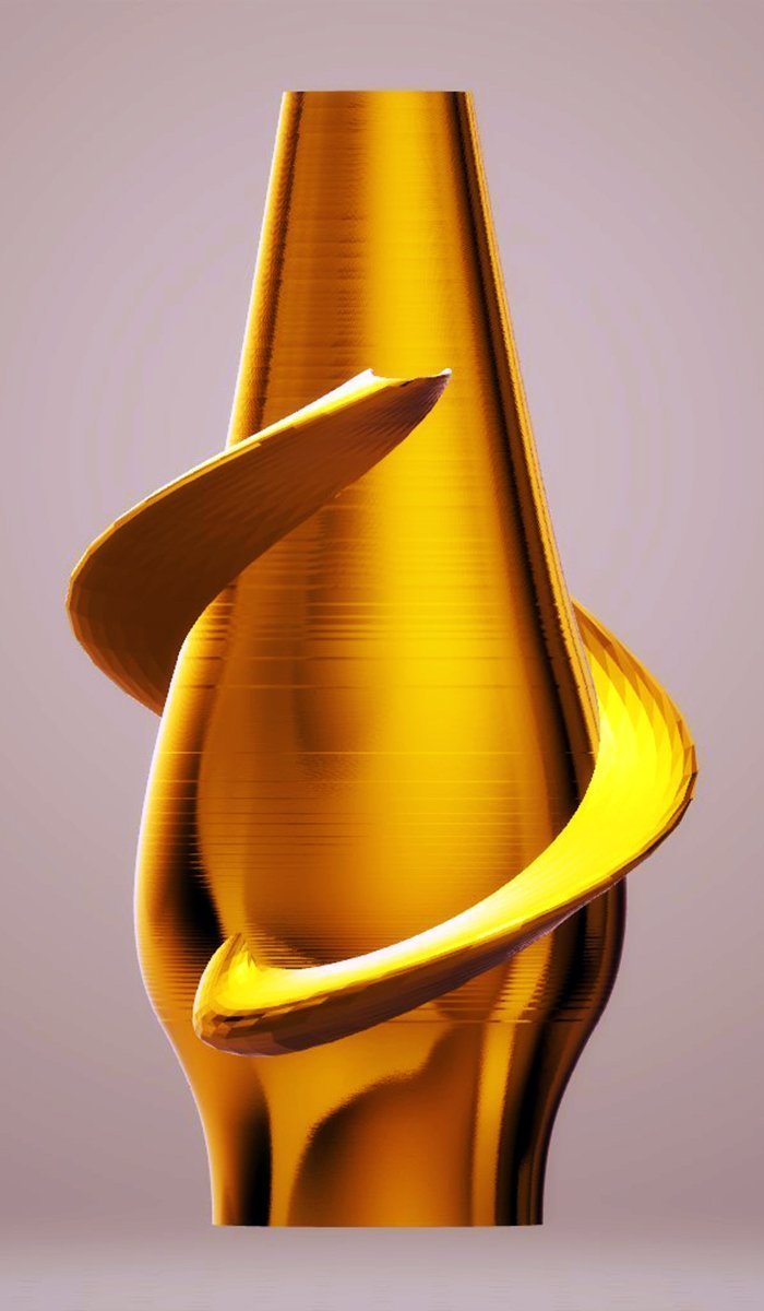 Modern Vase with Rings, Bright Gold