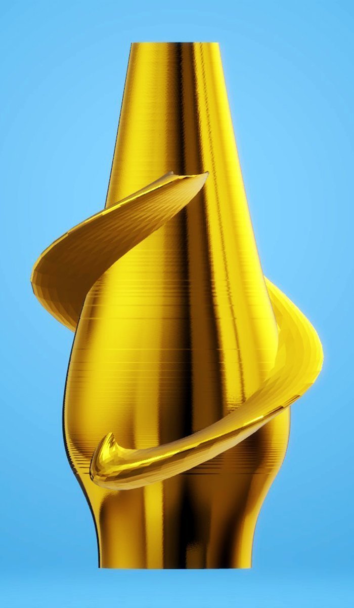 Modern Vase with Rings, Gold