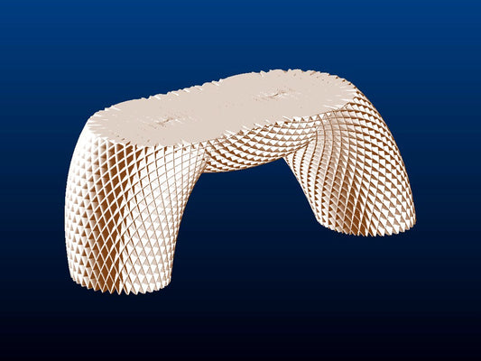 White Half-Arch Patio Table, angled