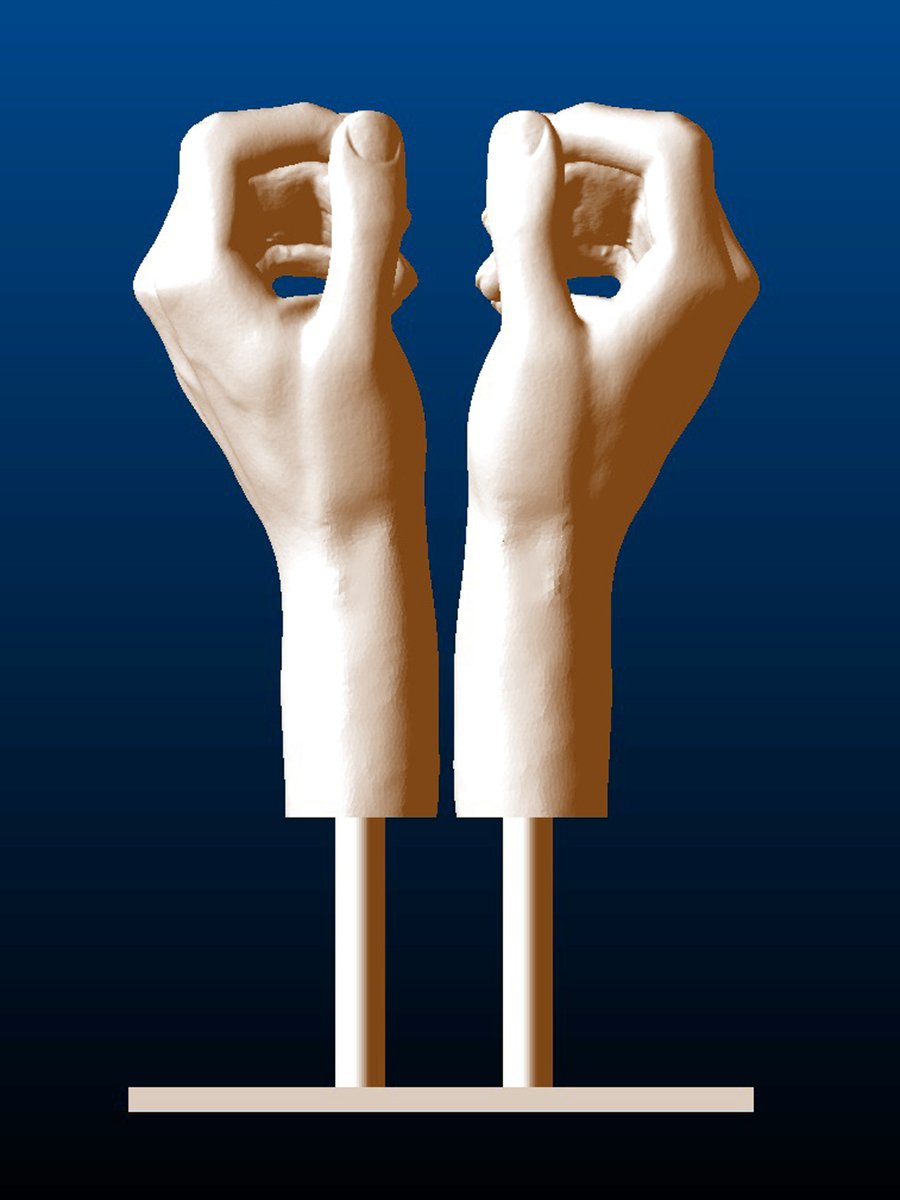 Suspended Closed Hands Sculpture, back
