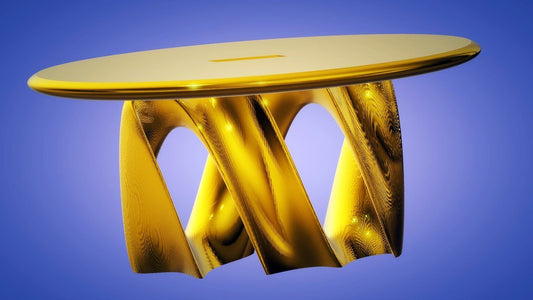 Modern Ocean Wave Table, Antique Gold