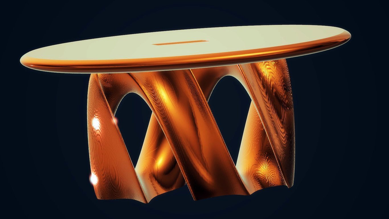 Modern Ocean Wave Table, Copper