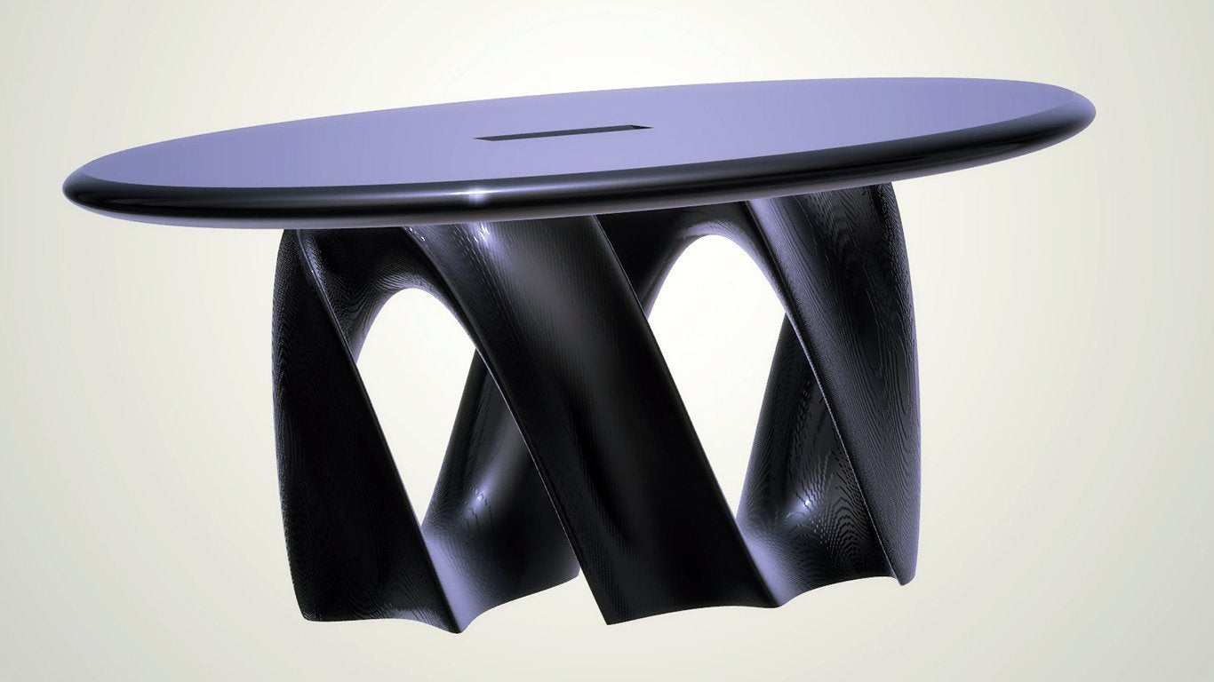 Modern Ocean Wave Table, Metallic Blue