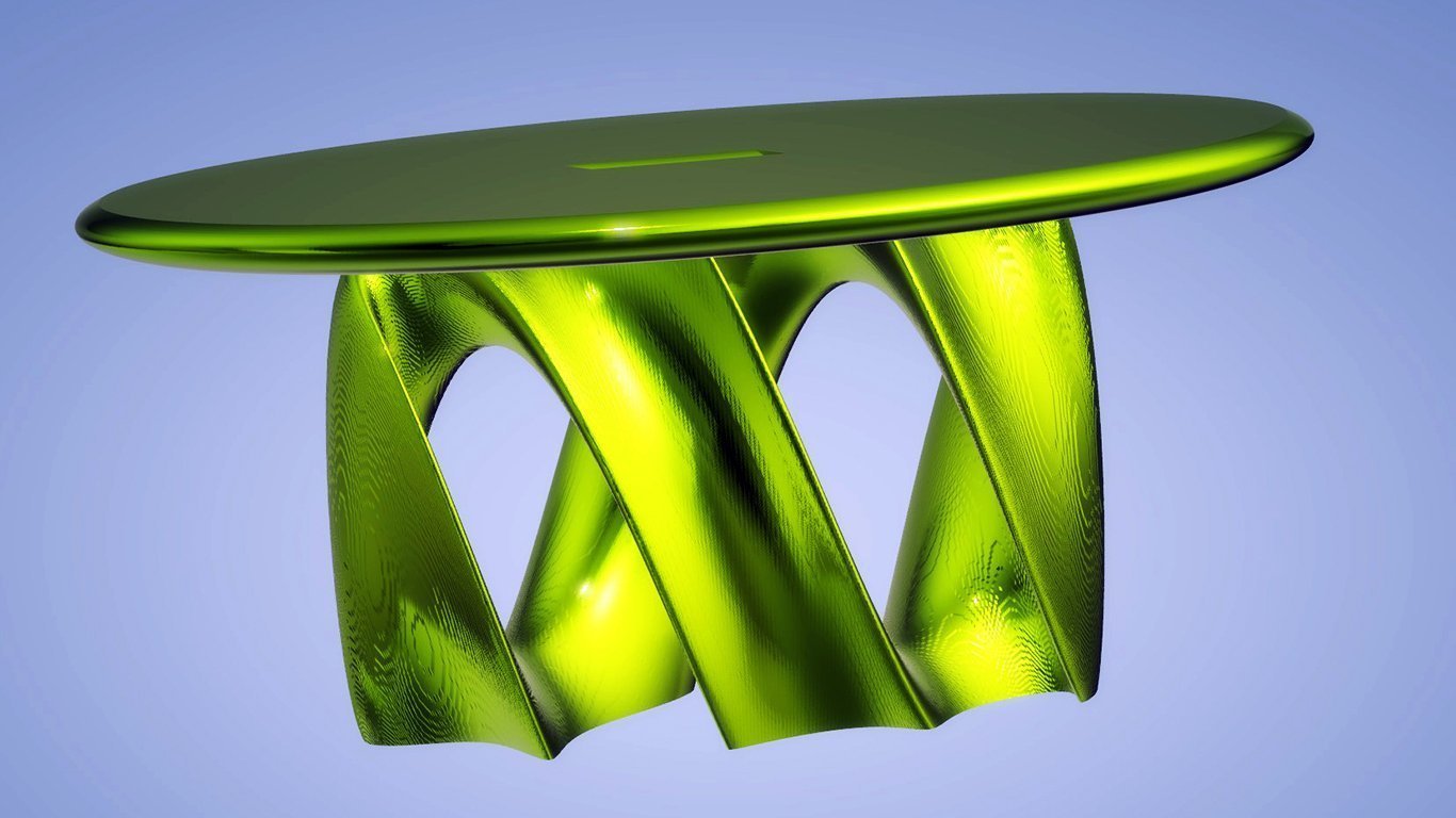 Modern Ocean Wave Table, Metallic Green