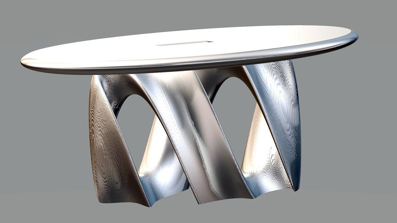 Modern Ocean Wave Table, Silver