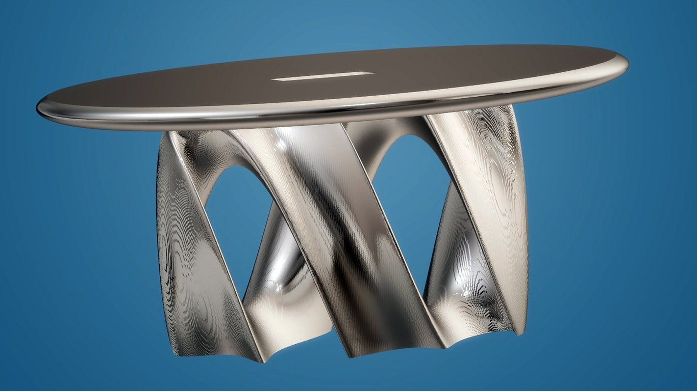 Modern Ocean Wave Table, Silver Matte