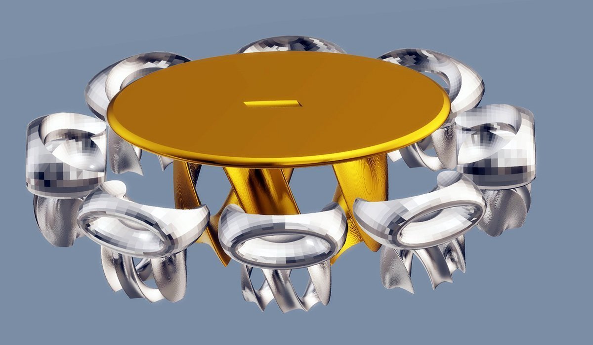 Dining Set for 8, Ocean Wave - Gold and Silver