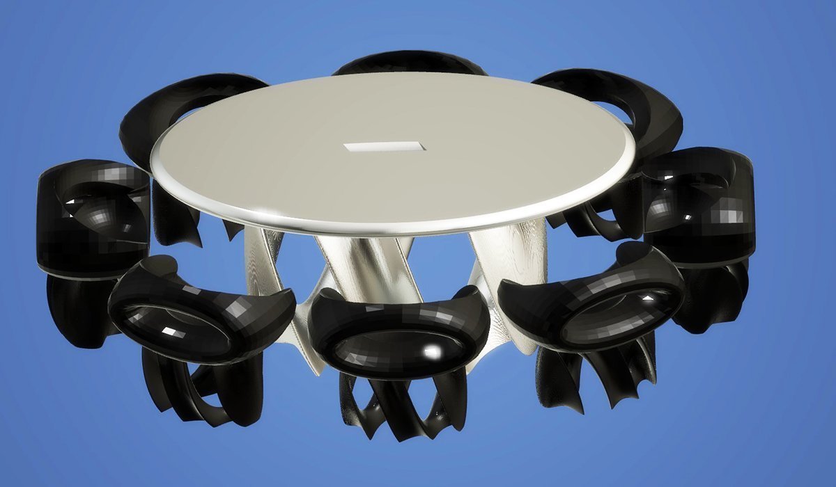 Dining Set for 8, Ocean Wave - Silver and Black
