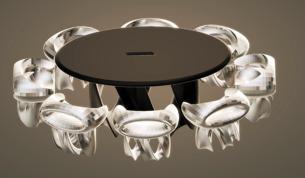 Dining Set for 8, Ocean Wave - Chocolate and Silver