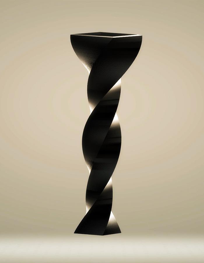 Modern Tall Twisted Vase, Ebony
