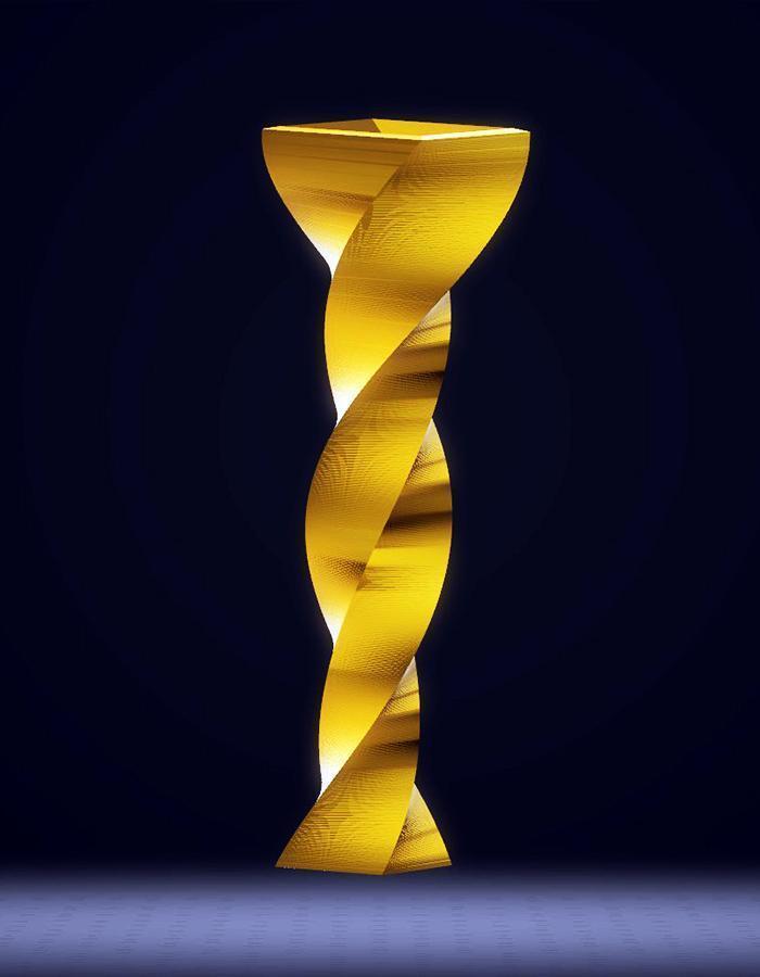 Modern Tall Twisted Vase, Gold
