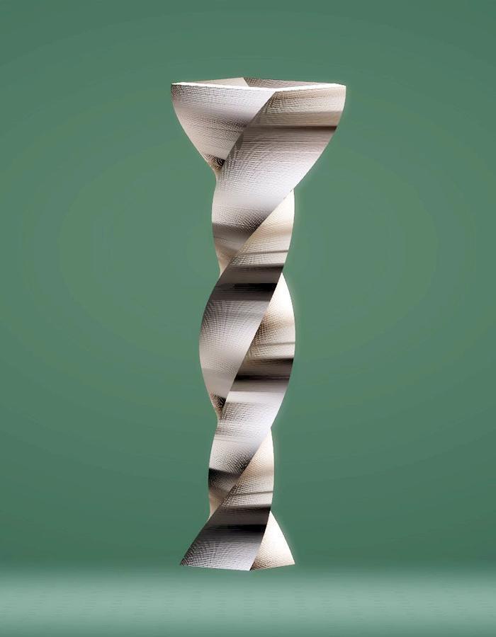 Modern Tall Twisted Vase, Silver Striped