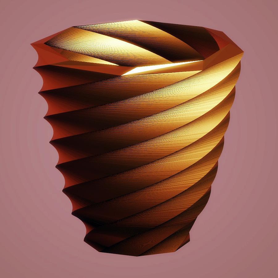 Modern Large Twist Vase, Copper
