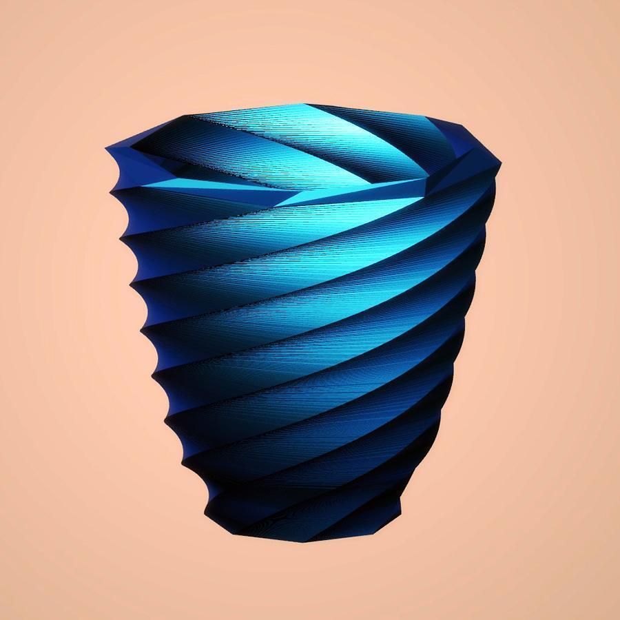 Modern Large Twist Vase, Sapphire