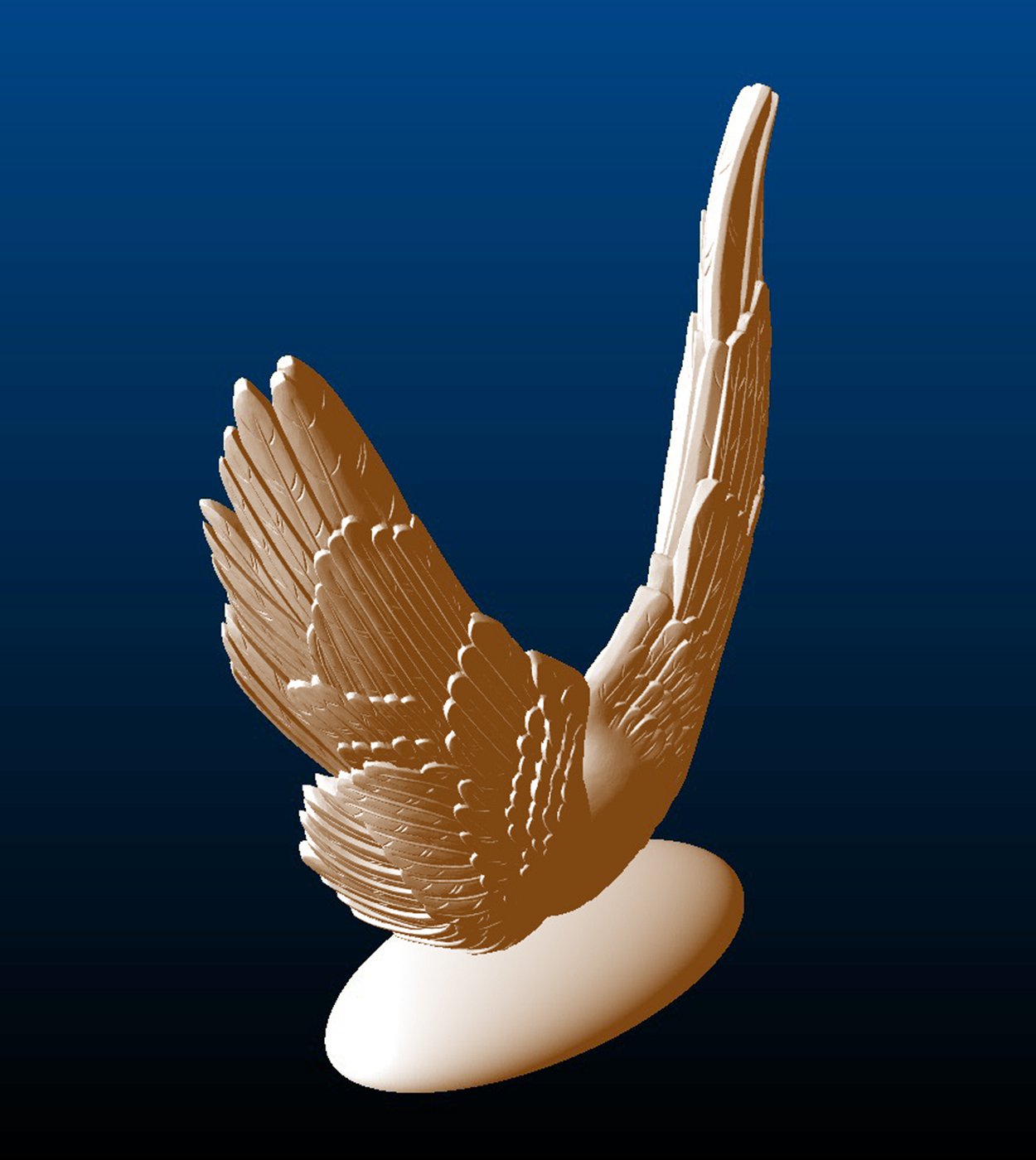 Arched Wings Sculpture, angled