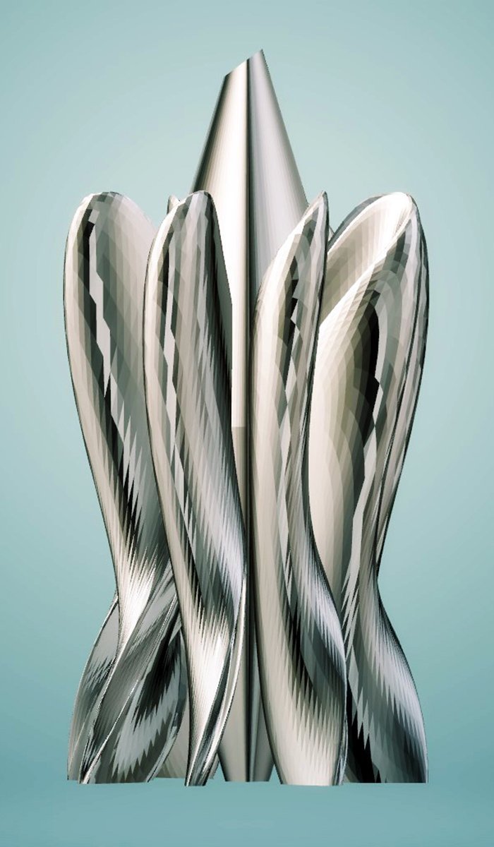 Modern Petal Sculpture, Silver Verde