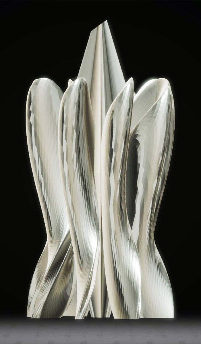 Modern Petal Sculpture, Silver