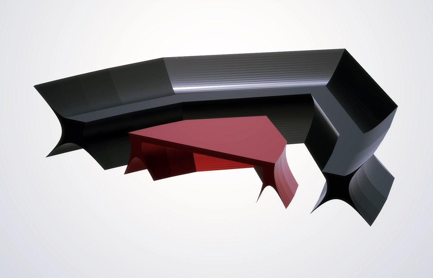 Sofa and Coffee Table - Charcoal and Ruby Red