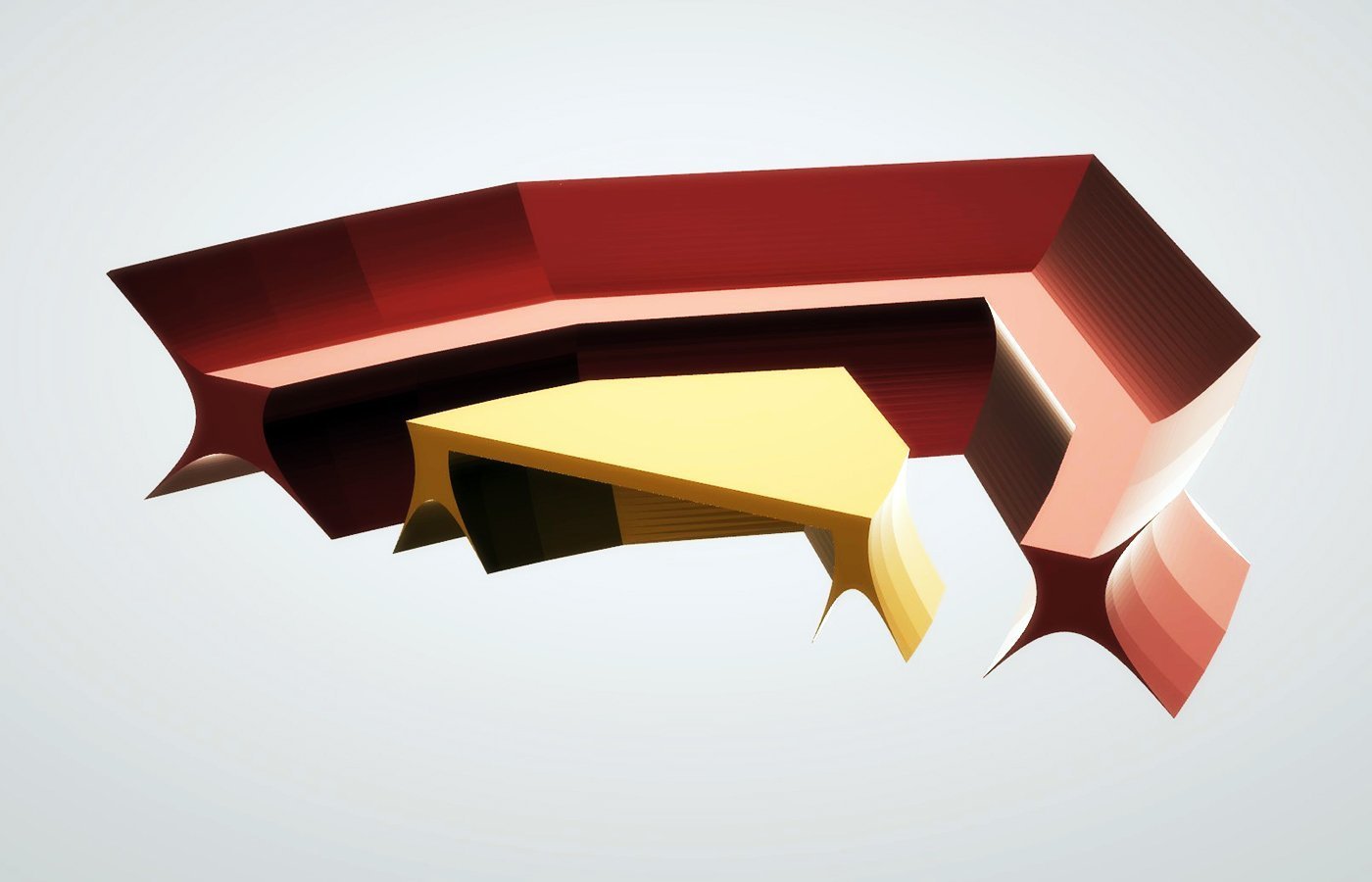 Sofa and Coffee Table - Ruby Red and Yellow