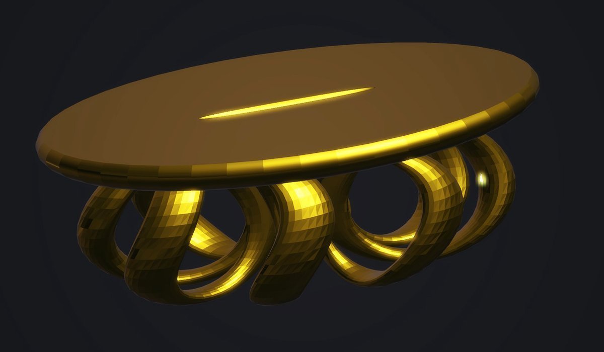 Modern Table with Curly Legs, Antique Gold