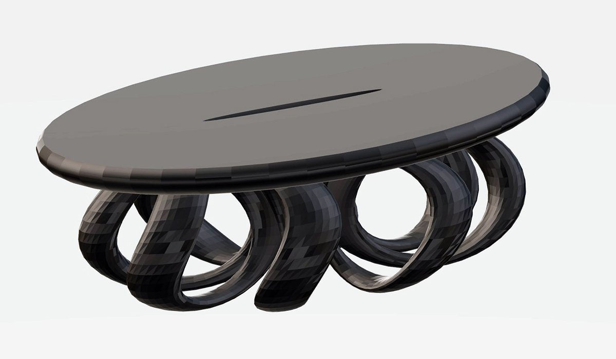 Modern Table with Curly Legs, Ebony