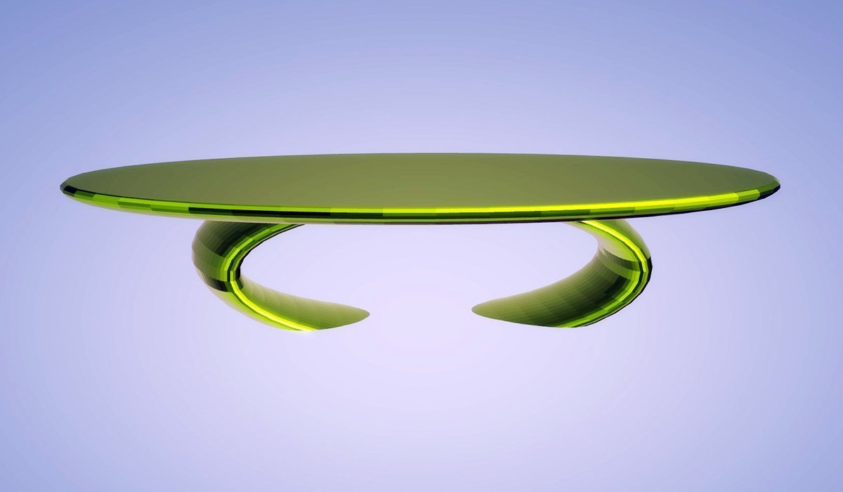 Modern Dining Arc Table, Metallic Green