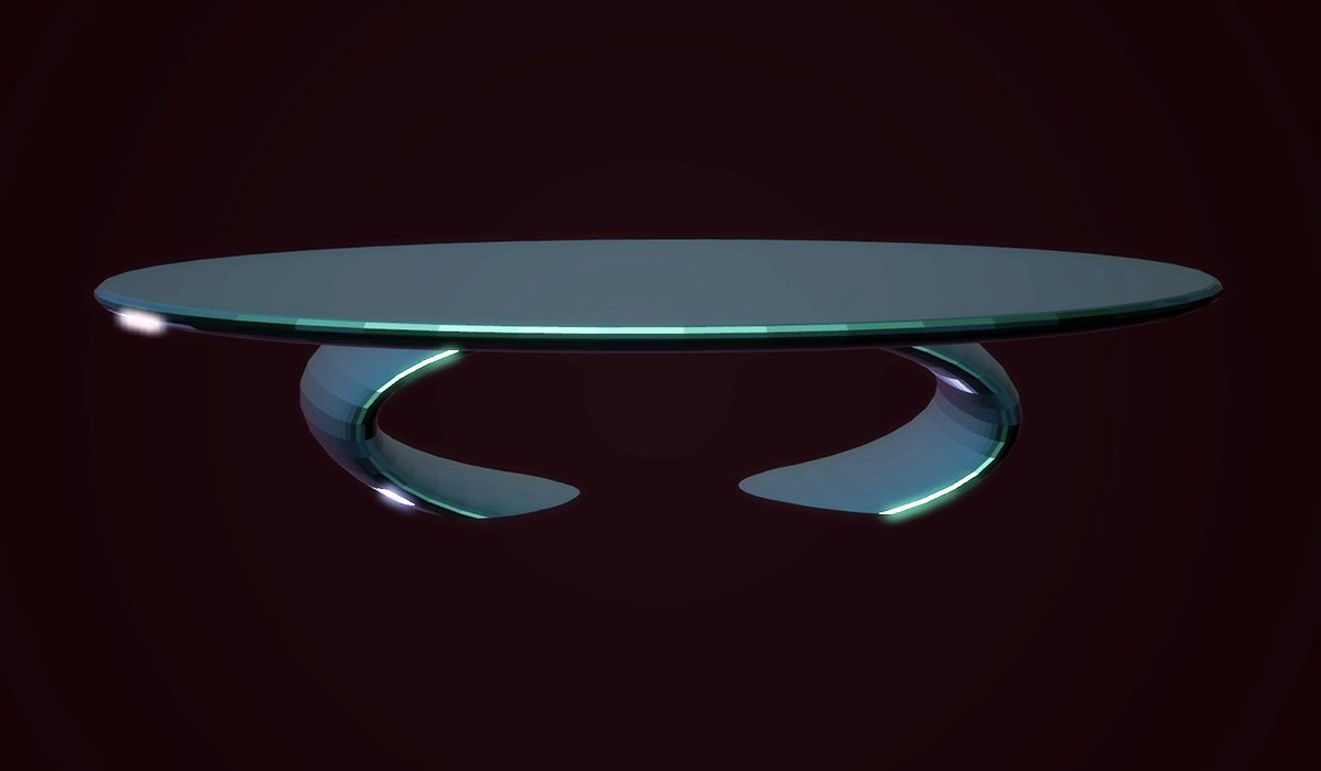 Modern Dining Arc Table, Metallic Turquoise