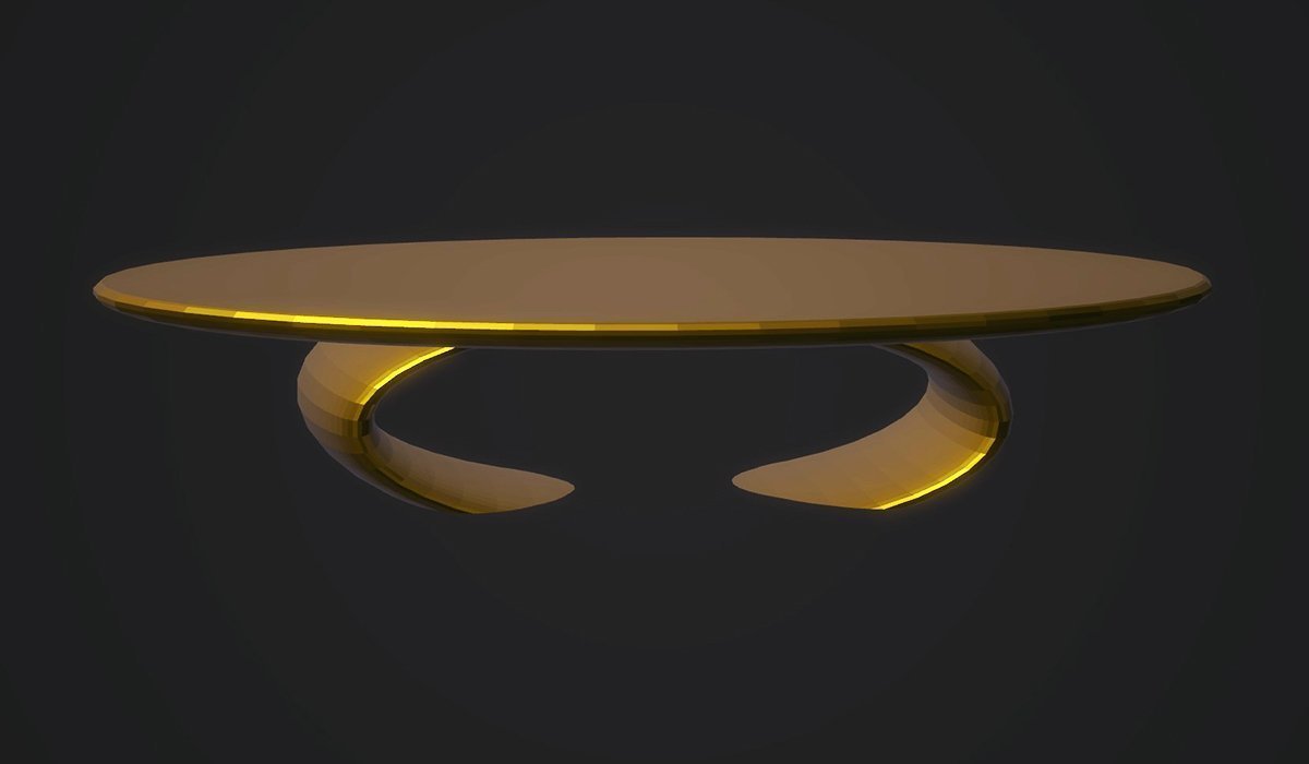 Modern Dining Arc Table, Antique Gold